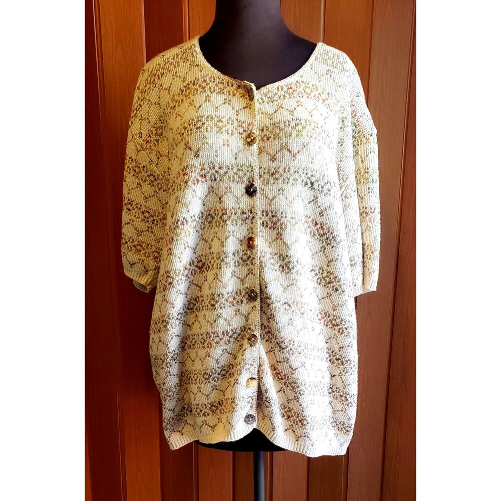 Reba Rose size 2XL vintage crochet cotton button up blouse